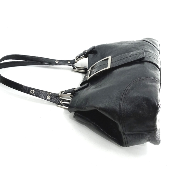 Kenneth Cole Shoulder Bag Black Leather Buckle - Picture 5 of 16